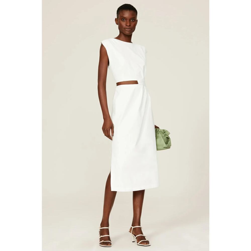 Love, Whit by Whitney Port Dress Cut Out Sheath Sleeveless Midi White Large